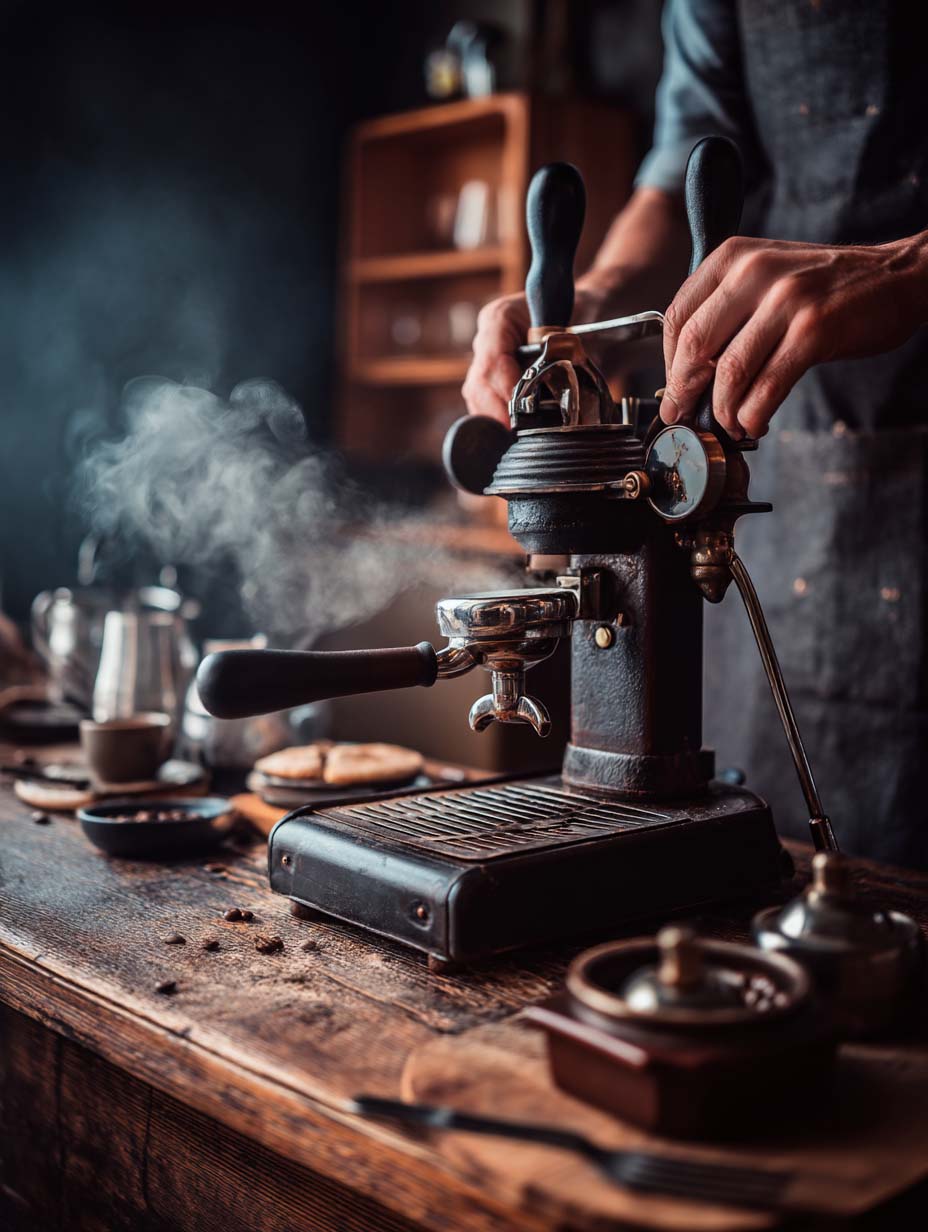 Cafetera manual vintage estilo barista